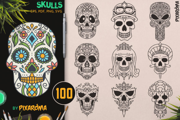 100 Decorative Vector Skulls: A Design Powerhouse