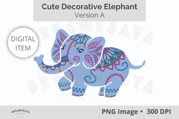 Decorative Indian Style Elephant Blue: A Charming Design Asset