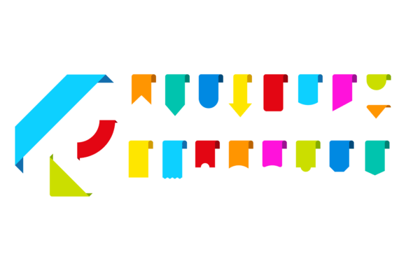 Decorative Tag Set. Color Ribbon Label C: A Design Asset Guide