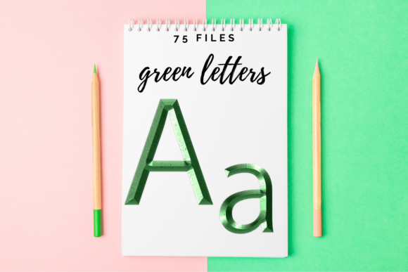 Green Typography with Decorative Alphabet Elements