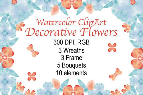 Watercolor ClipArt Decorative Flowers for Modern Design